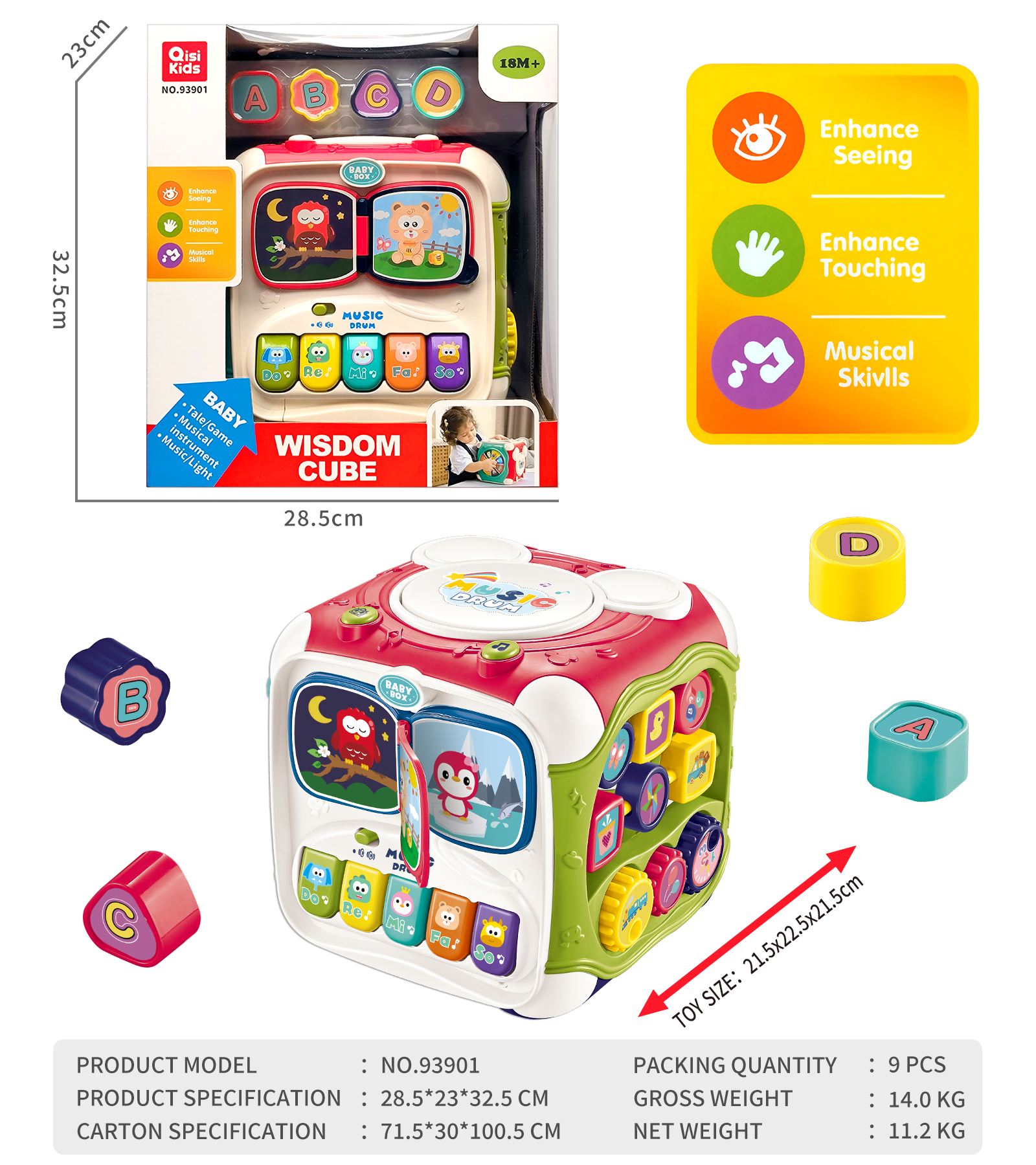 FUN SOUND AND LIGHT WISDOM CUBE BABY TOY-93901 FUN SOUND AND LIGHT WISDOM CUBE BABY TOY-93901