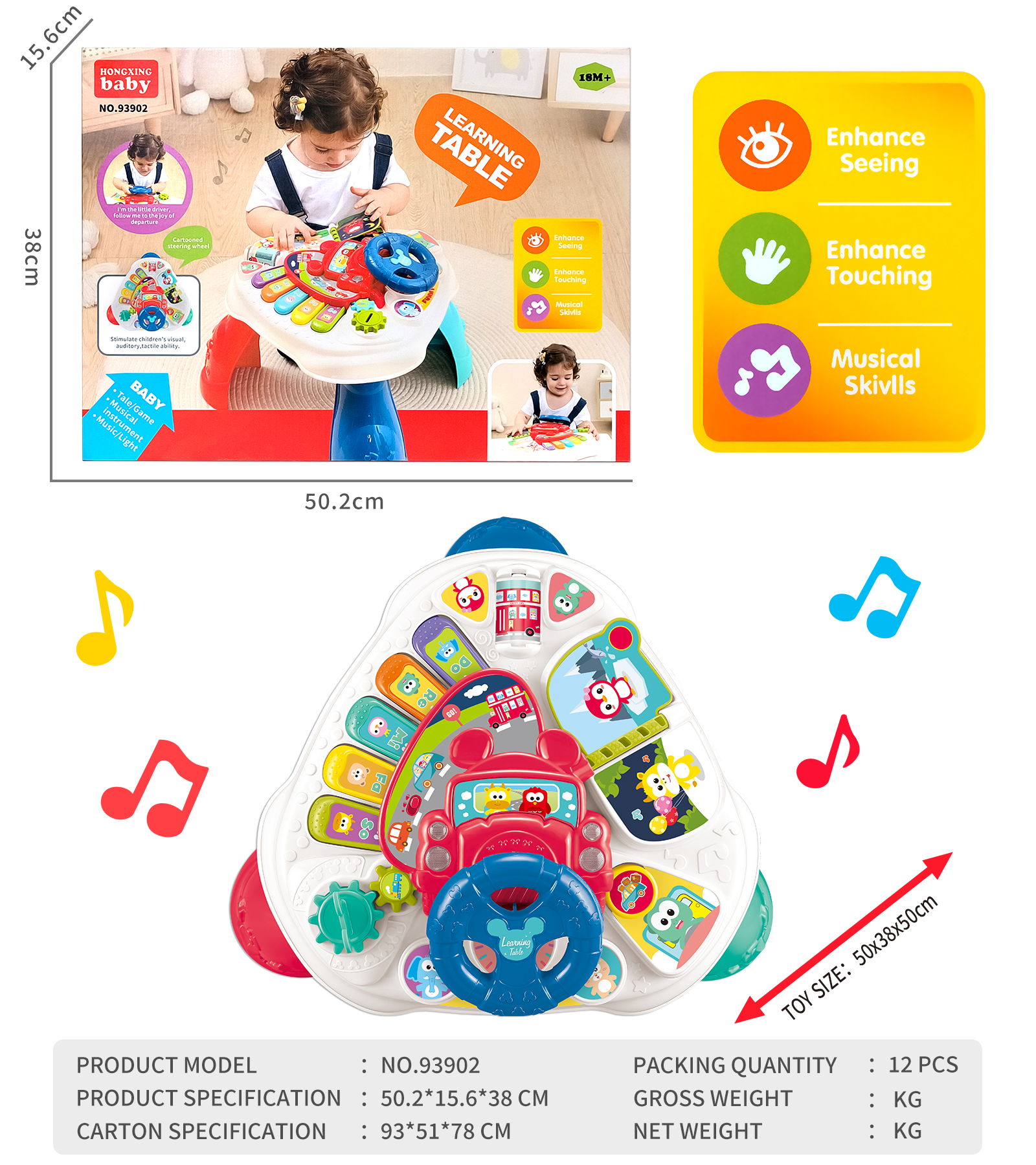 FUN SOUND AND LIGHT LEARNING TABLE BABY TOY-93902 FUN SOUND AND LIGHT LEARNING TABLE BABY TOY-93902