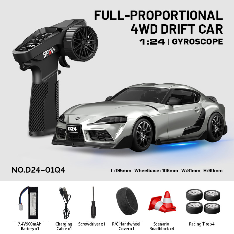 Full-Proportional 4WD RC Drifting Car | Gyro Stabilized | 1:24 Scale
