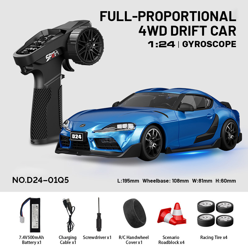 Hstar 1:24 2.4G 4WD RC Drift Car with Gyroscope, 24-25km/h Remote Control Car