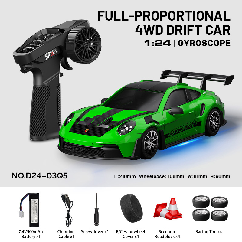 2.4G 1:24 Full-Proportional 4WD RC Drift Car with Gyroscope – Adjustable Speed & Lights 2.4G 1:24 Full-Proportional 4WD RC Drift Car with Gyroscope – Adjustable Speed & Lights